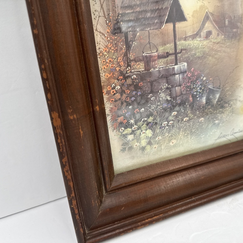 Vintage Andres Orpinas Lithograph Print Litho Wishing Well Framed 13x11 - Picture 3 of 7